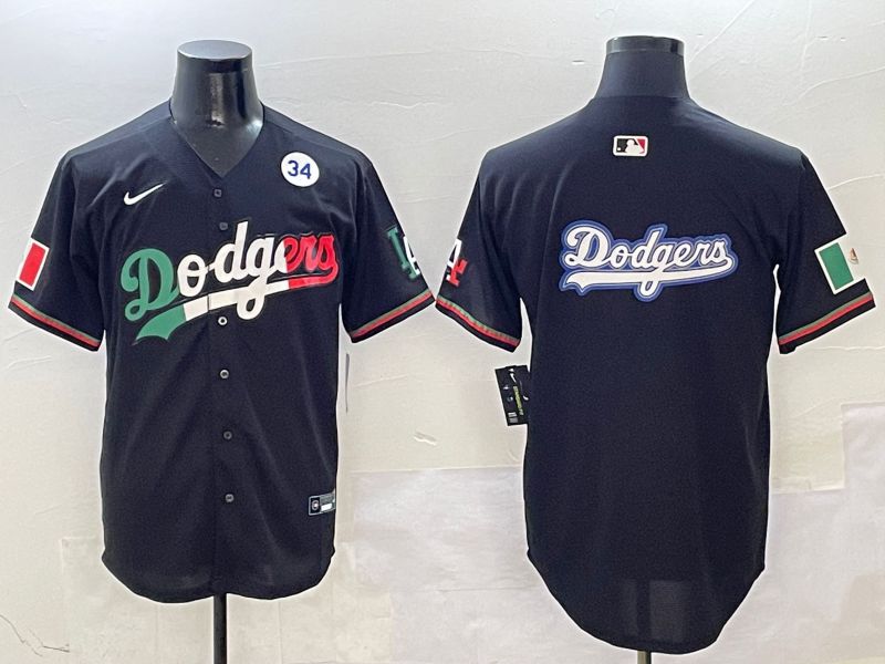 Men Los Angeles Dodgers Blank Black Mexico Second generation Nike 2025 MLB Jersey style 16